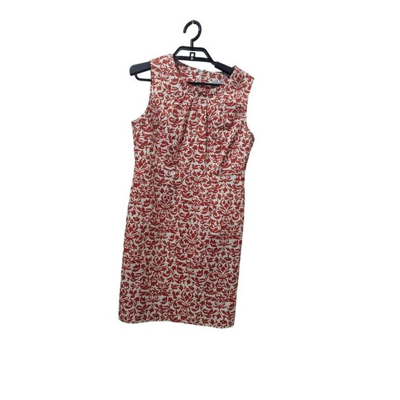 Banana Republic Petite Dress Size 4P orange White Floral Sleeveless - Picture 3 of 9